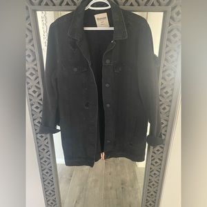 Bluenotes long distressed black jean jacket size M
